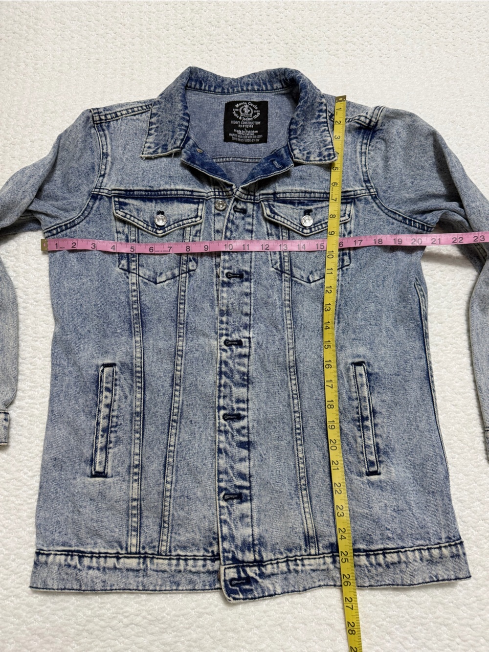 Vintage Monte Carlo Polo Jockey Club Blue Stone Wash Denim Trucker Jacket Large - Picture 3 of 7